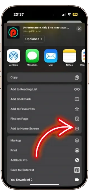 Select Add to Home Screen